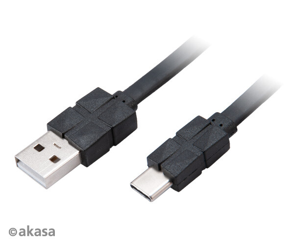Akasa AK-CBUB43-03BK USB 2.0 Type-C to Type-A Charging and Sync Cable 30cm Black