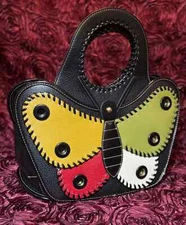 Unique Chic Hand Stitched Leather Buterfly 6-Pocket Vintage Handbag