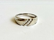 Diamond Wedding Band - 10 k White Gold Men's Ring Channel Set Round Cut .30ctw