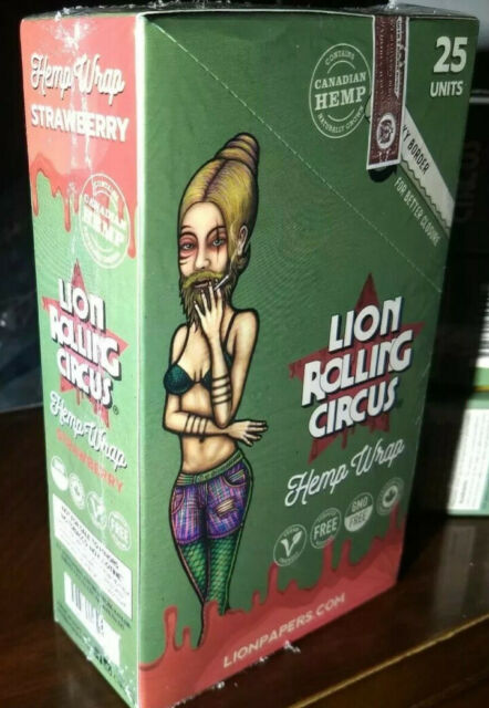 Lion Rolling Circus Flavored Herbal Hemp Wraps Strawberry 6//2ct Packs