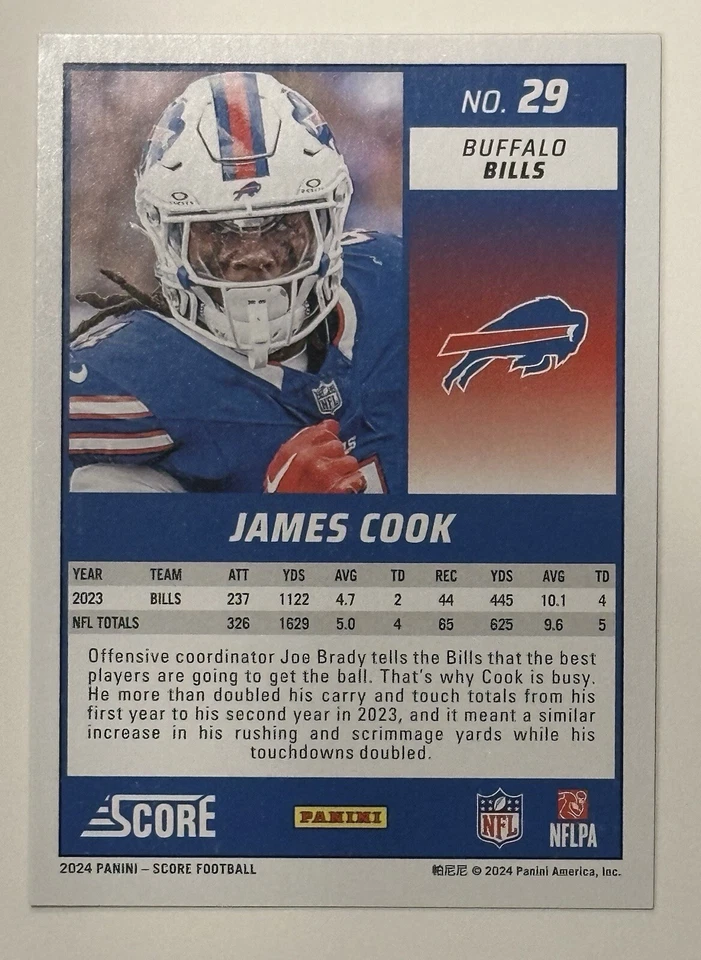 2024 Score - Extraterrestrial #29 James Cook Buffalo Bills 👽 - Image 2 of 4
