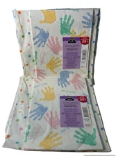 Baby Gift Wrap Baby  6 Sheets Baby Birthday Hand Prints Polka Dots-2 Packs