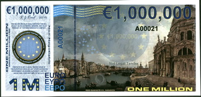 POLYMER 1 MILLION (1000000) EURO 2015 VENETIAN CANAL ACROPOLIS FANTASY ...