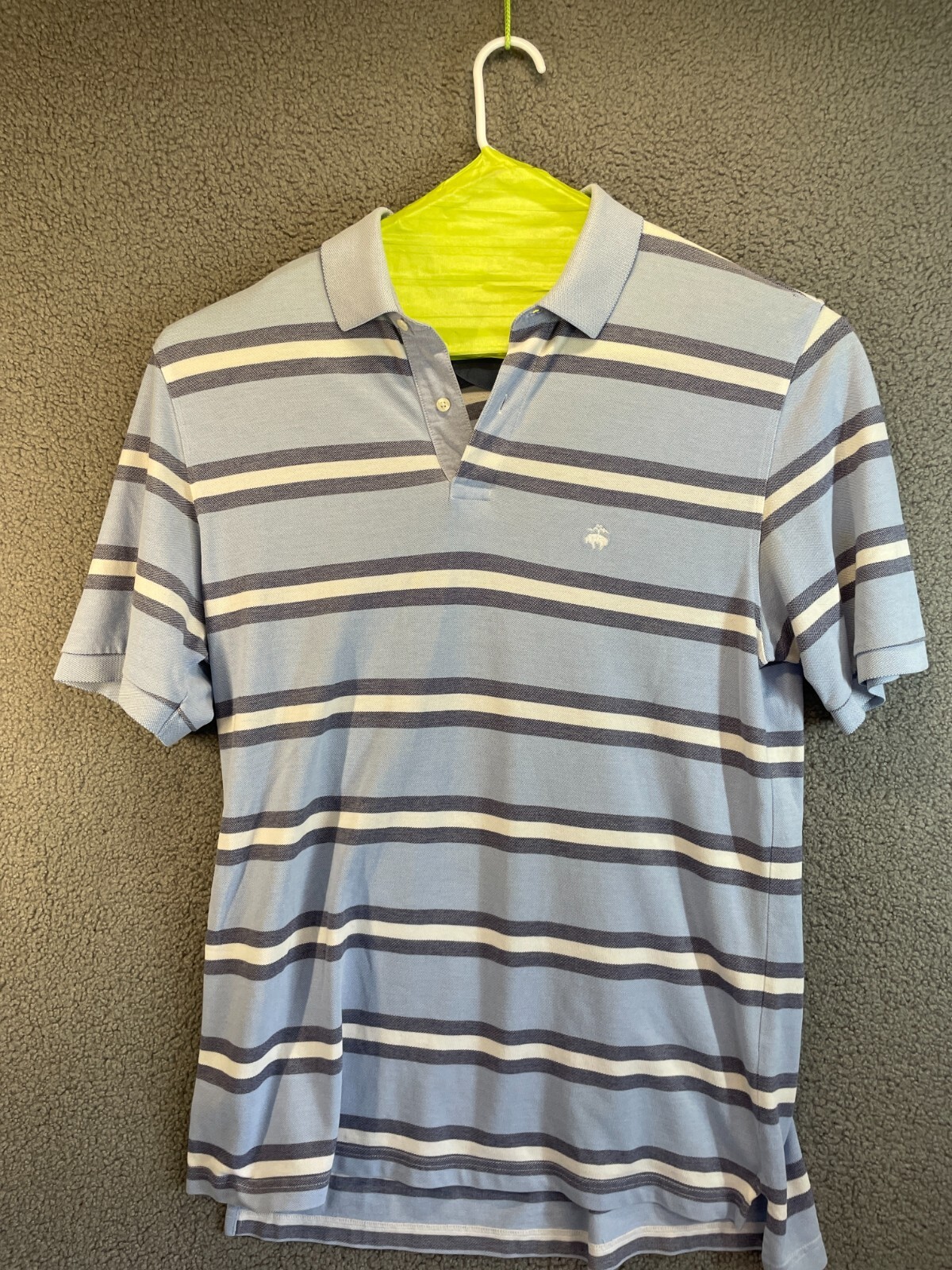 Brooks Brothers Short Sleeve Polo Shirt Striped Yellow Blue XL