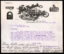 1912 Lancaster Pa - Safe Padlock and Hardware Co - Beautiful Letter Head Bill