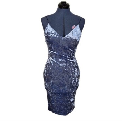 Sage the label light blue crushed velvet sleeveless bodycon dress small
