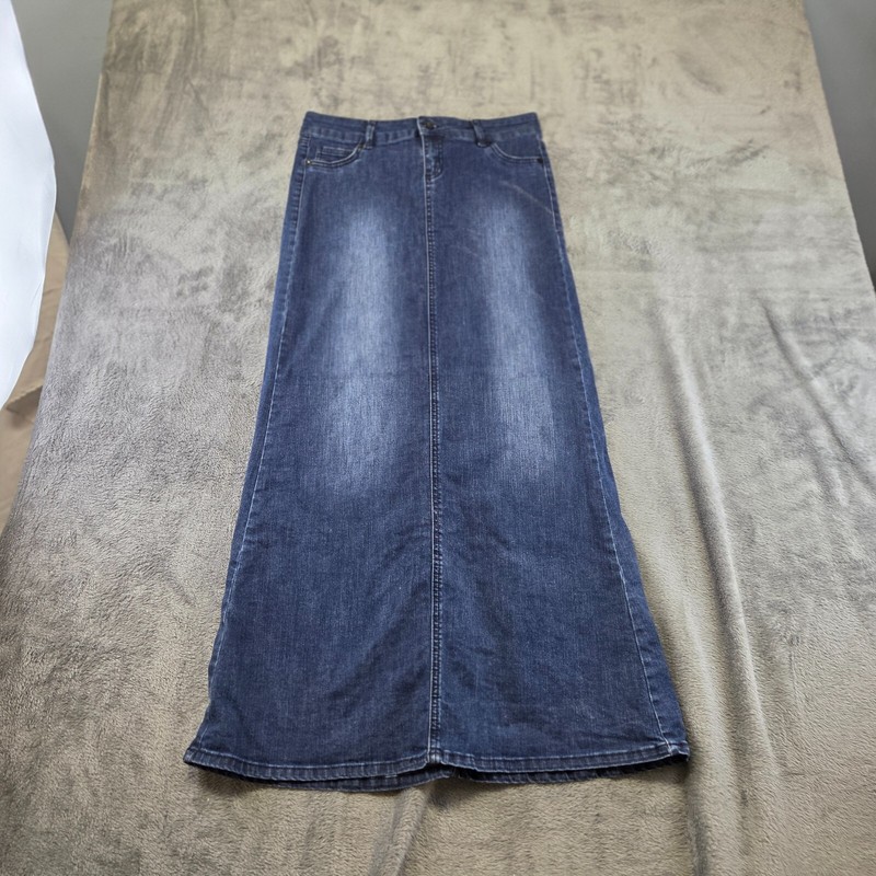 Kikiriki Denim Jeans Women's Size L Blue Wide Leg Stretch Zip Fly Fade Effect