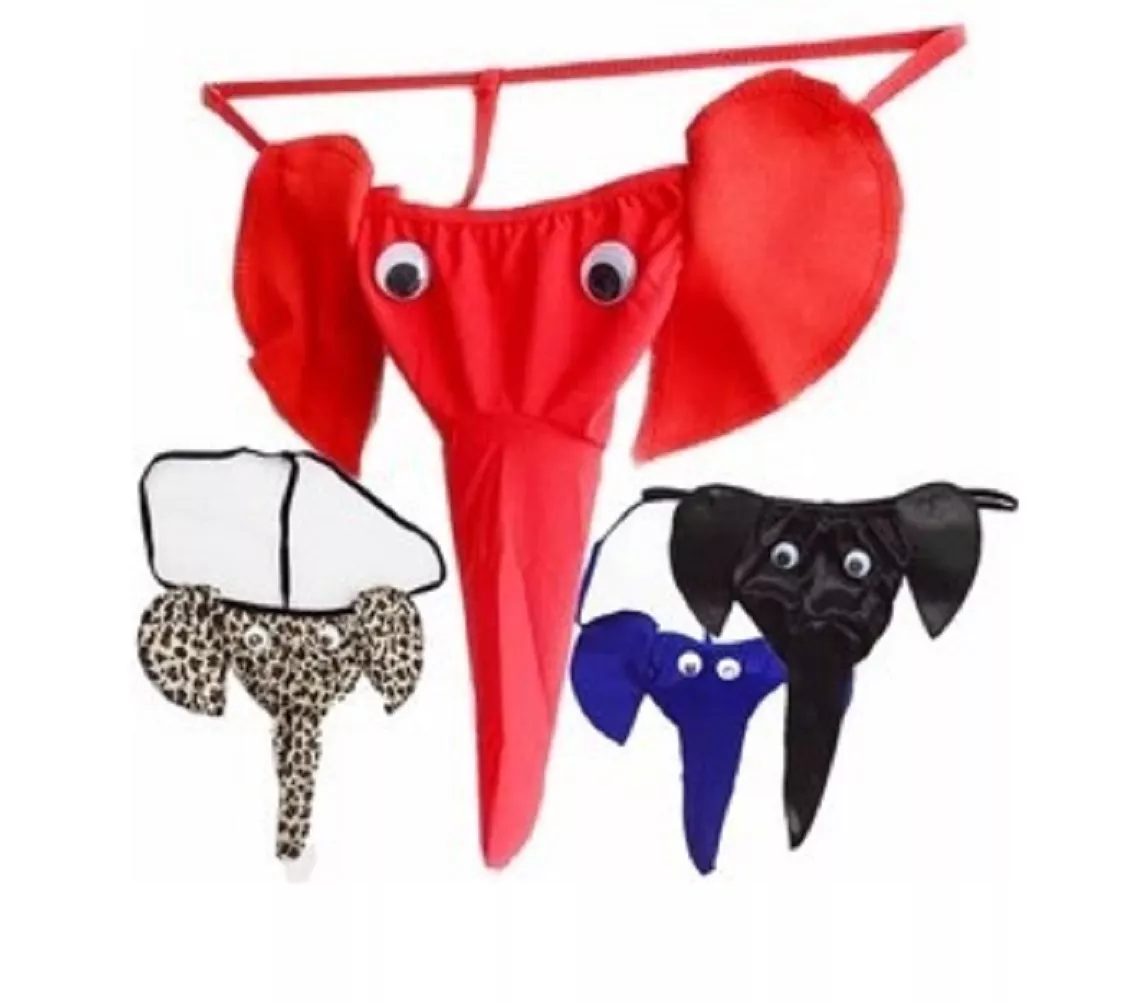 Mens Novelty Elephant Trunk Thong G-String Pants Underwear Sexy Leopard  Stag