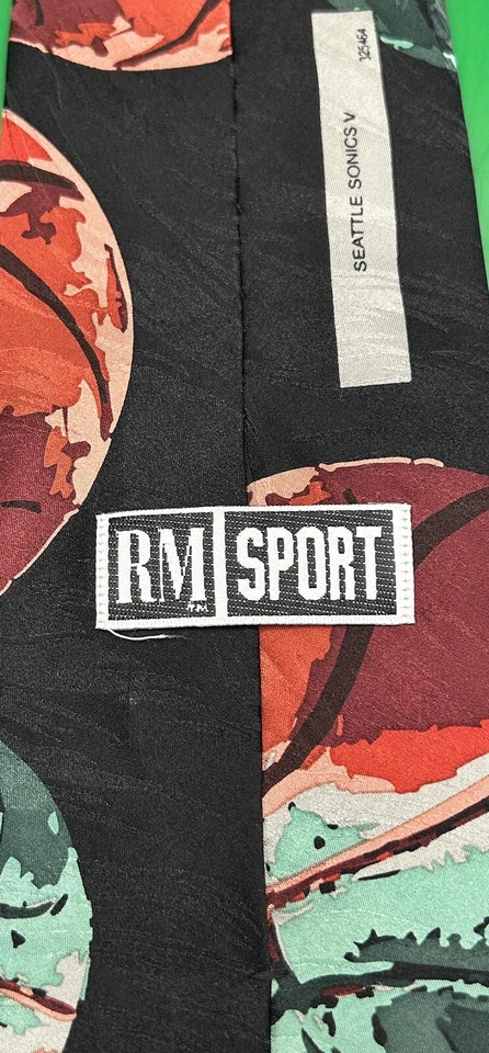 Corbata Vintage Logo Ralph Marlin Seattle Super Sonics Usada en Excelente Condición Hecha en EE. UU. Foto 3 de 4