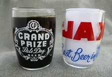 VINTAGE JAX BEER NEW ORLEANS & GRAND PRIZE HOUSTON TEXAS SHORT BEER BARREL GLASS
