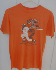 VINTAGE SF GIANTS WILLIE MAYS DAY 1983 ORANGE MEN'S TEE SHIRT SZ MED AS IS