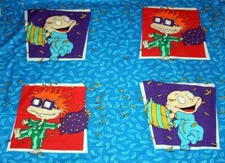 4 Panels VTG 1998 RUGRATS Viacom International Blue Cotton Fabric 45" W OOP