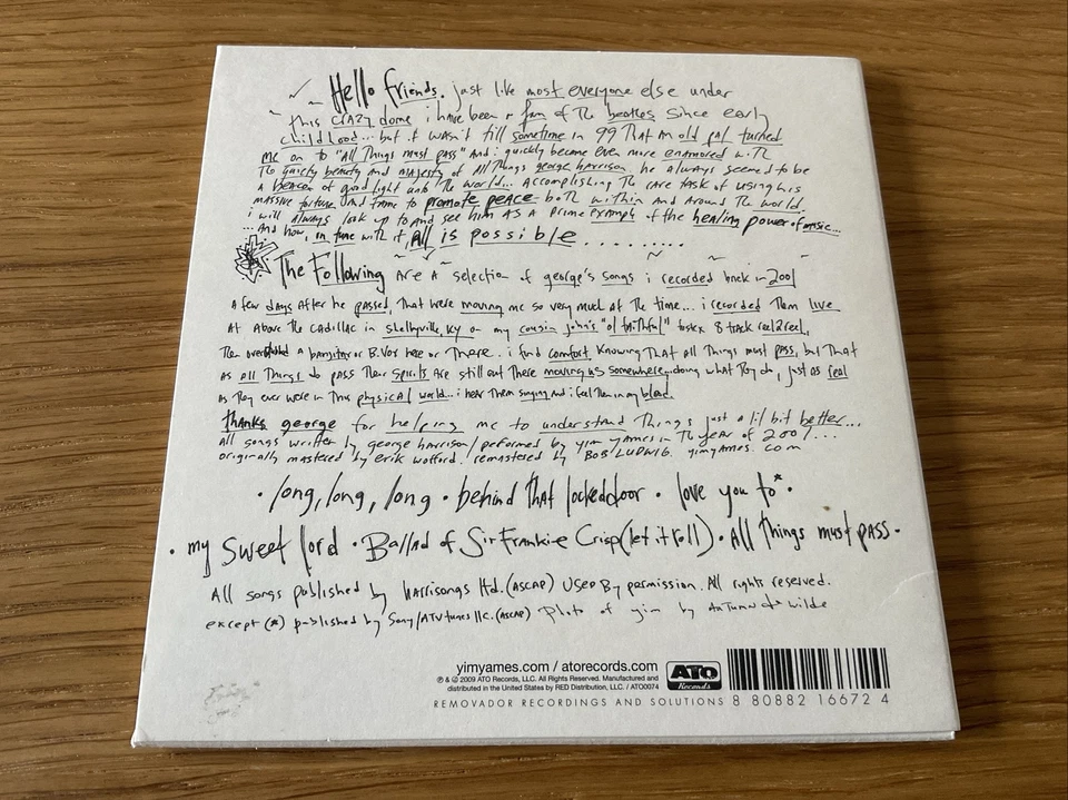 Jim James - Tribute To George Harrison CD Cardboard Cover US Import - Image 2 of 4