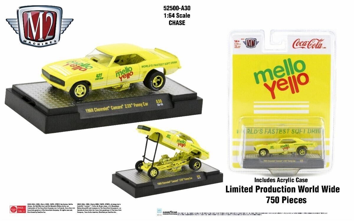 M2 Machines Coca Cola A30 '69 Chevrolet Camaro Z28 Funny Car mello yellow M2 Machines Coca Cola A30 '69 Chevrolet Camaro Z28 Funny Car mello yellow