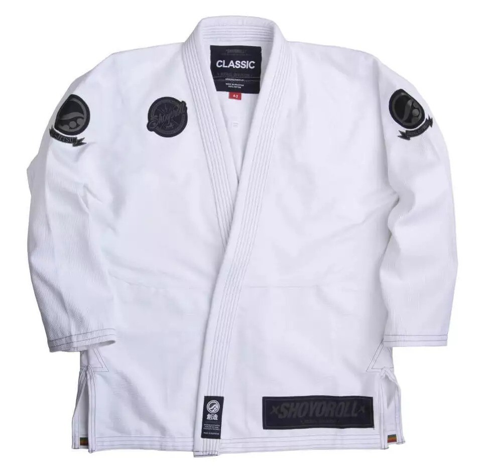 BJJ Gi Shoyoroll Traje de Karate Lote 51 Kimono Uniforme 450 GSM Blanco y Negro
