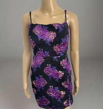 NWT Lulus Vivid Charm Black Floral Jacquard Sleeveless Mini Dress 90s Y2K Small