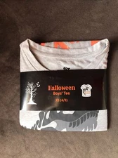 HALLOWEEN BOYS T-SHIRT XS(4/5)     TRICK ROAR TREAT T-REX SKELETON