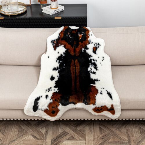 Cow Hide Animal Printed Rug Faux Fur Mat Carpet Blanket bedroom Home 43.3x37.4'' - Picture 2 of 12