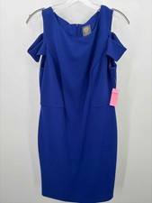 Pre-Owned Vince Camuto Blue Size 12 Knee Length Short Sleeve Dress