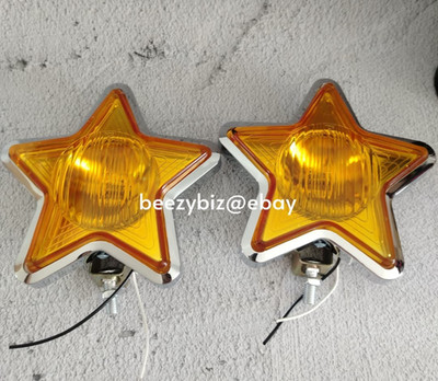 Custom Chrome Star Fog Lamp Amber 12V Foglamp Vintage Motorcycle Car Auxiliary
