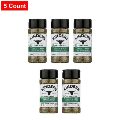 Kinders Organic Garlic Herb Sea Salt & Lemon Seasoning, 3.2 Oz - 5 Count