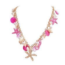 Boho Starfish Seashell Shell Pendant Necklace Adjustable Multilayered Natural
