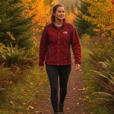 The North Face Khumbu Fleece Jacket Womens Small Red Full Zip Mock Neck