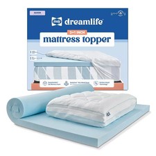 Sealy Dreamlife 3" Gel Memory Foam Mattress Topper 1" Quilted Cooling Cover