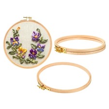 4 Pieces 8 Inch Embroidery Hoops Round Beach Wood Cross Stitch Hoop Ring