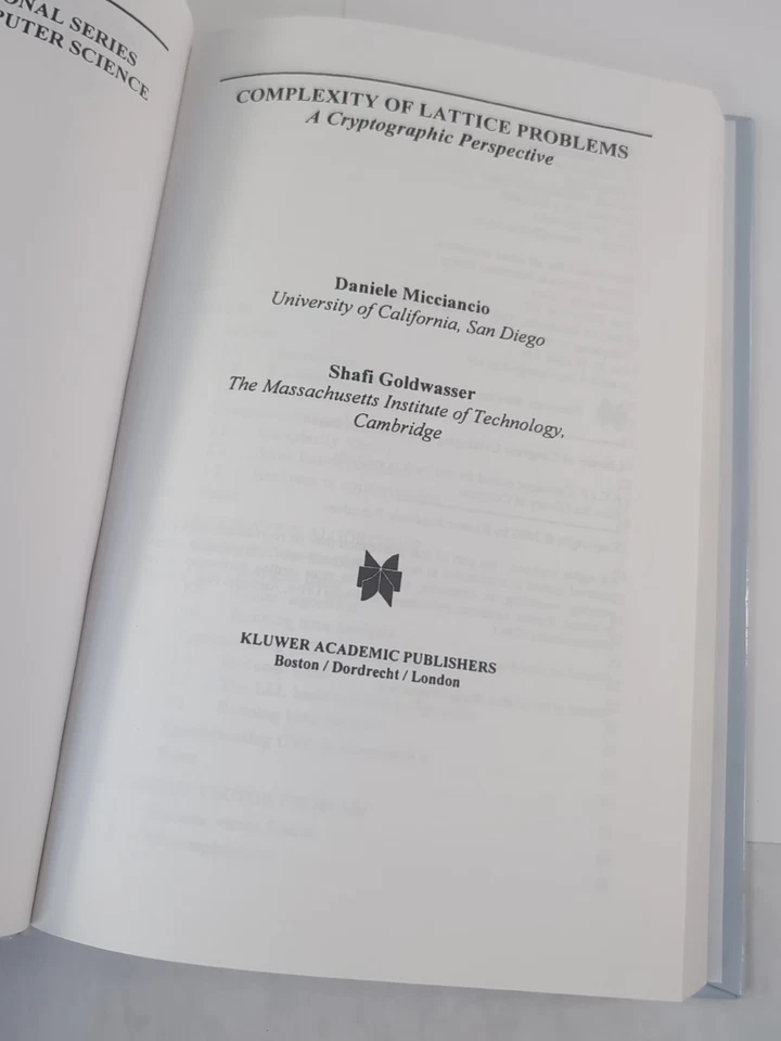 Complexity of Lattice Problems: A Cryptographic Perspective by Daniele Miccianci - Image 3 of 4