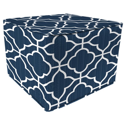 New Square Cube Outdoor Pouf Ottoman Footrest with Welt 15" x 15", UV Treated
