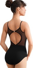 Womens Dance Leotard Camisole Ballet Adult Big Hollow Back Mesh Splicing
