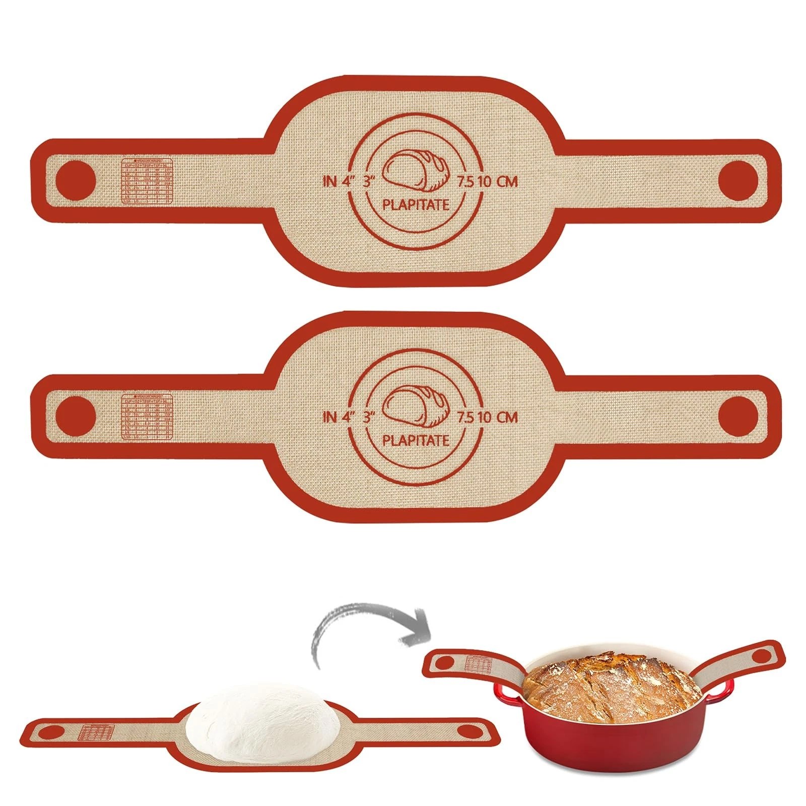 Silicone Bread Sling Dutch Oven Liner, Non-Stick & Easy Clean Reusable Oval S...