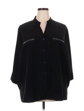 Maggie Barnes Women Black 3/4 Sleeve Blouse 3X Plus