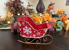 Christmas santa clause sled sleigh arrangement decor display candy holder