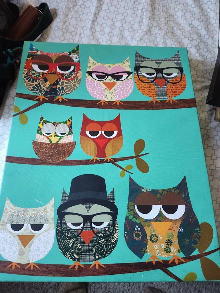 Marco de fotos de búho sobre materiales de tela de 20" T/16" W Foto 3 de 4