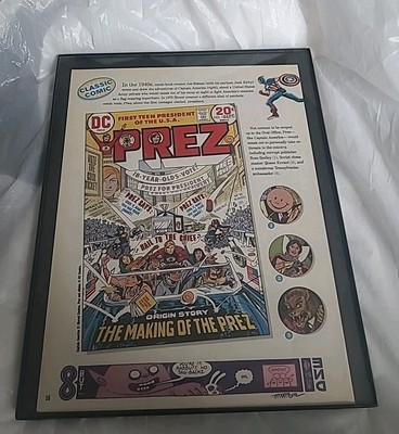 Prez First Teen President Classic Comic Cover Print Ad Framed 2000 8.5X11  