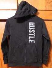 Xersion Hoodie "Hustle" Black Full Zip Pockets Fleece Boys Youth Medium YM 10/12