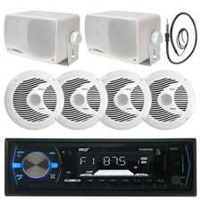 PLMRB29B Bluetooth Boat USB Radio, 6.5" 150W Speakers, Antenna, 3.5" Speakers