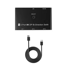 3 Port 8K DisplayPort Switch Splitter 1x3 Bi-Direction DP Switcher  Converter