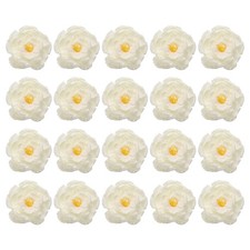 20-Pack Artificial Peonies Heads, Silk Faux Rose Head for DIY 8cm, White 