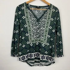 Lucky Brand Split Neck Pullover Shirt Womens Size Small