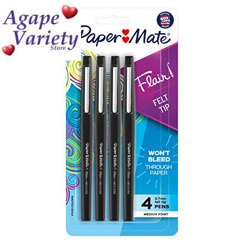 Paper Mate Flair Felt Tip Pens 4-Count, Black 