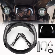 LED Motorcycle Headlight Trim Ring Bezel Light For Harley Electra Street Glide