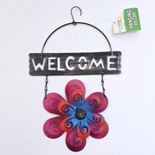 NWT Metal Welcome Hanging Sign Outdoor Indoor Rustic Garden Trend Home Decor