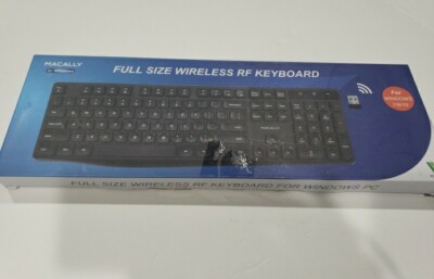 Macally Keyboard Deluxe Full Size Wireless RF USB For PC Windows New Tested