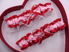   NEW Gorgeous Light Pink Red White Wedding Garter Prom Homecoming Dance 