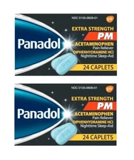 (2) Box of PANADOL PM Acetaminophen 500 mg Extra Strength PM 24 Caplets