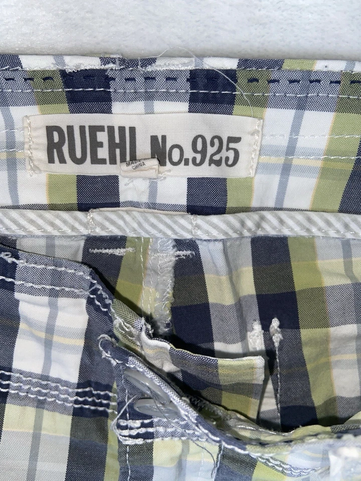 Ruehl Nº Bermudas Pantalones Cortos 925 Verde Azul A Cuadros Talla 8 Playa Relax Informal Retro Foto 3 de 4