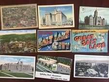 9 UTAH SALT LAKE CITY Postcards Hotel Schools downtown Vintage 1941